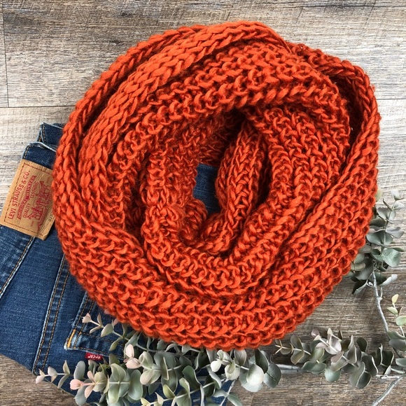 Rikka Accessories - RIKKA Orange Loose Knit Infinity Scarf
